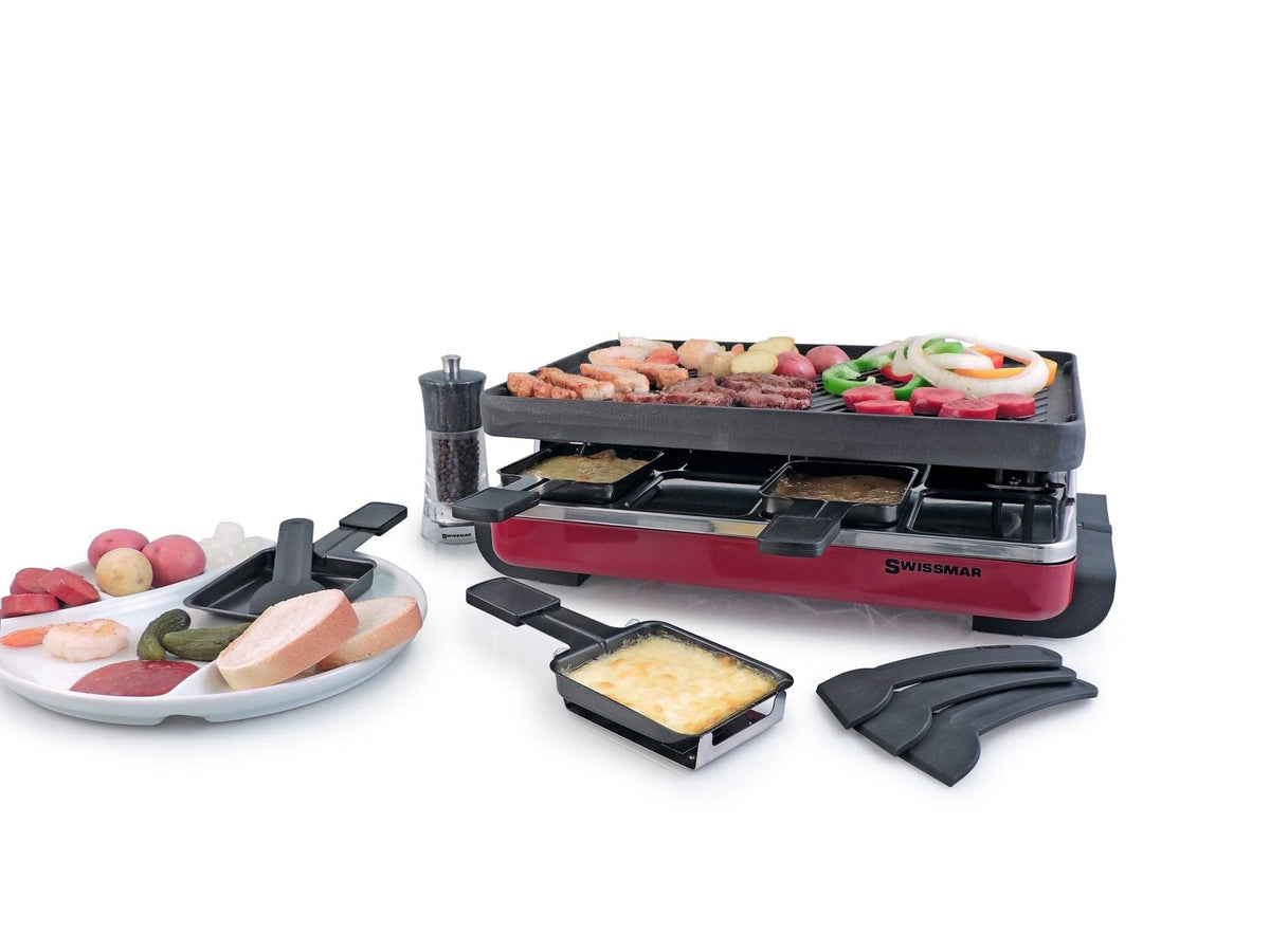 Swissmar Classic Raclette Grill - Cast Iron Red Reversible - 8 Person - KF-77046