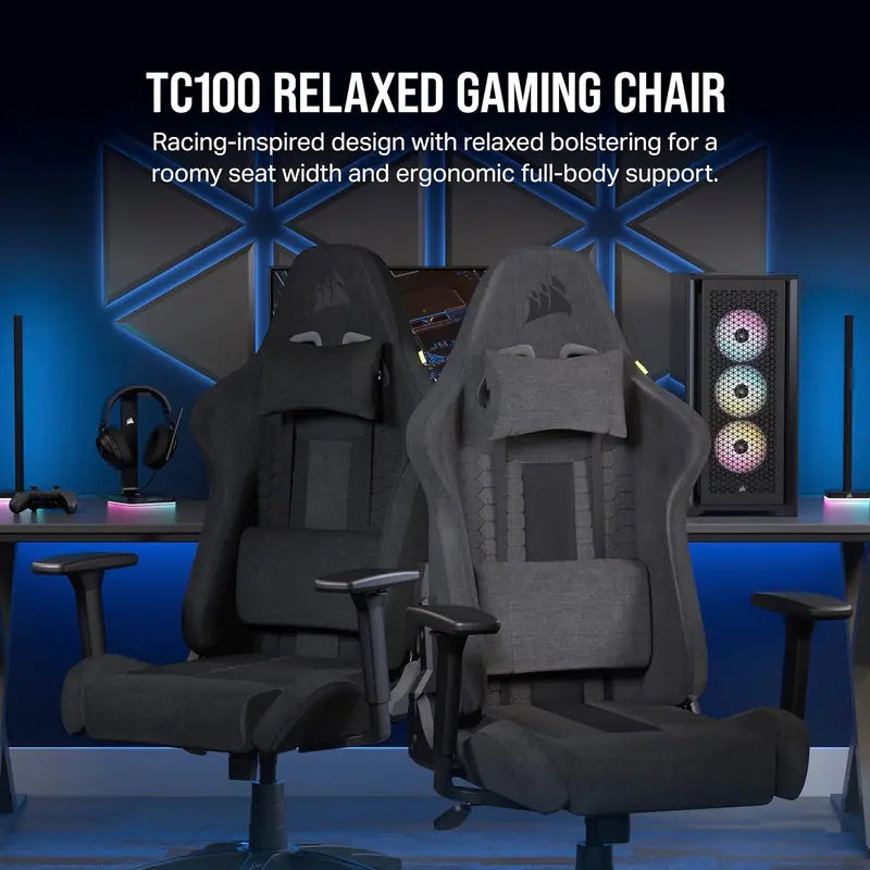 TC100 Relaxed Gaming Chair by TC, One Size, Gray & Black â€?Ergonomic Comfort for Gamers