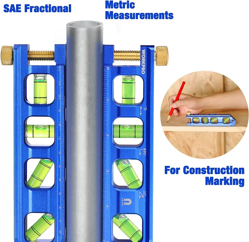 WORKPRO 6.3-Inch Conduit Bending Level â€?Dual-Vial Aluminum Angle Gauge for Electrical Installations