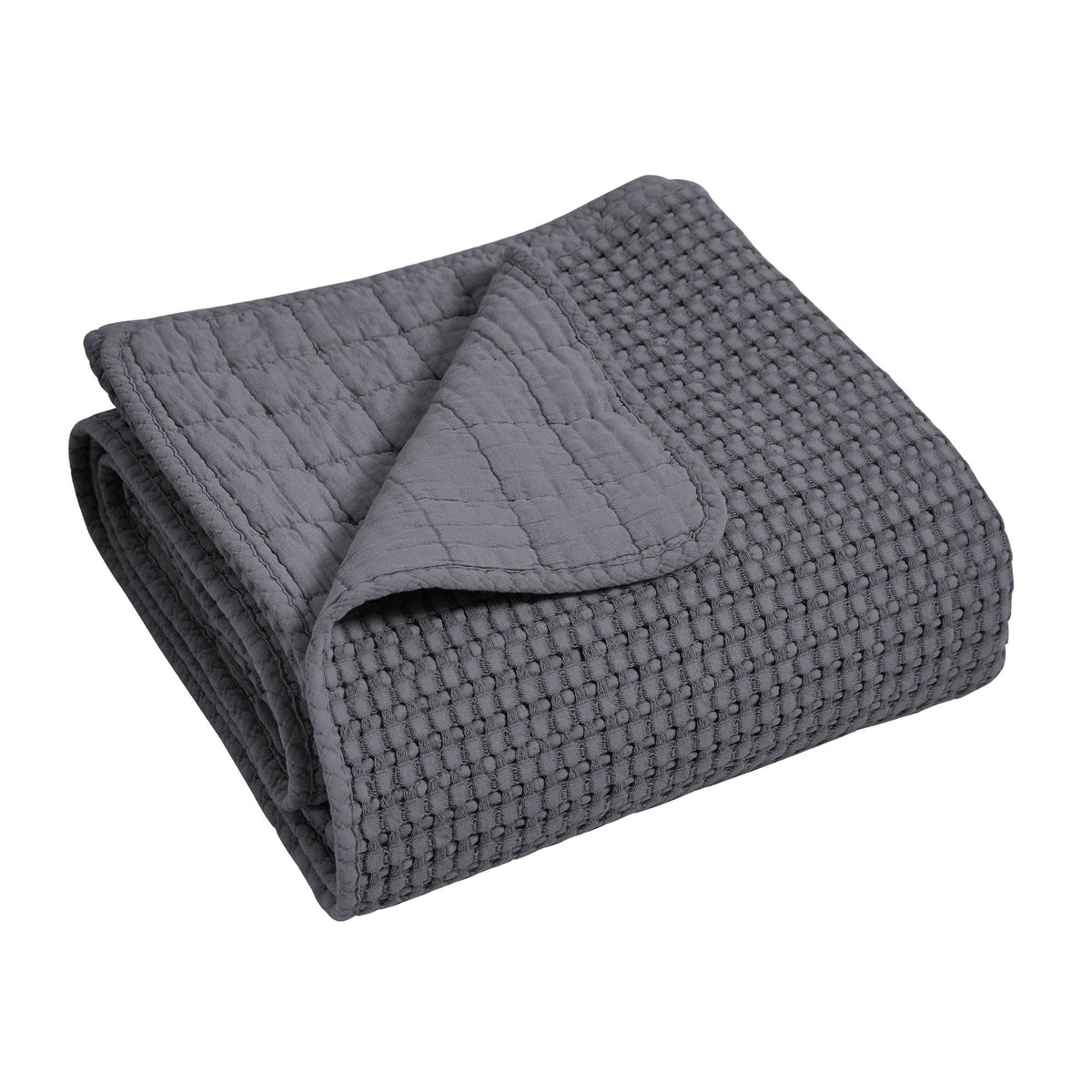 Levtex Home Mills Waffle Charcoal Quilted Throw - Cotton