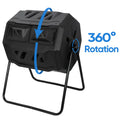 ZenSports 43Gal Outdoor Compost Tumbler Bin â€?Dual Chambers, Sliding Doors, Black,