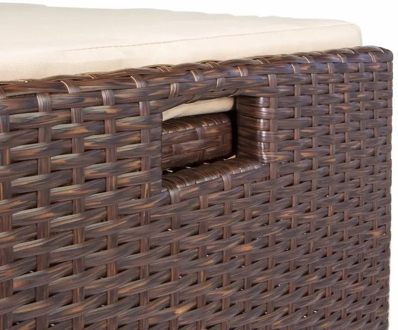 Weather-Resistant Rattan-Style Outdoor Storage Bench â€?60-Gallon Capacity with Cushioned Seat