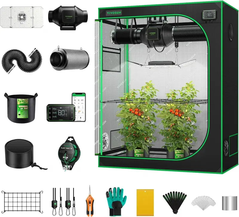 VIVOSUN GIY Smart Grow Tent Kit â€?2×2 ft, WiFi-Controlled GrowHub E42A, 100W Full-Spectrum LED & Auto-Ventilation