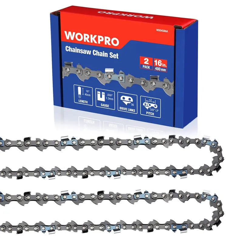WORKPRO 16-Inch Chainsaw Chain â€?2-Pack, 3/8â€?Pitch, 56 Drive Links Compatible with Standard Saw Models